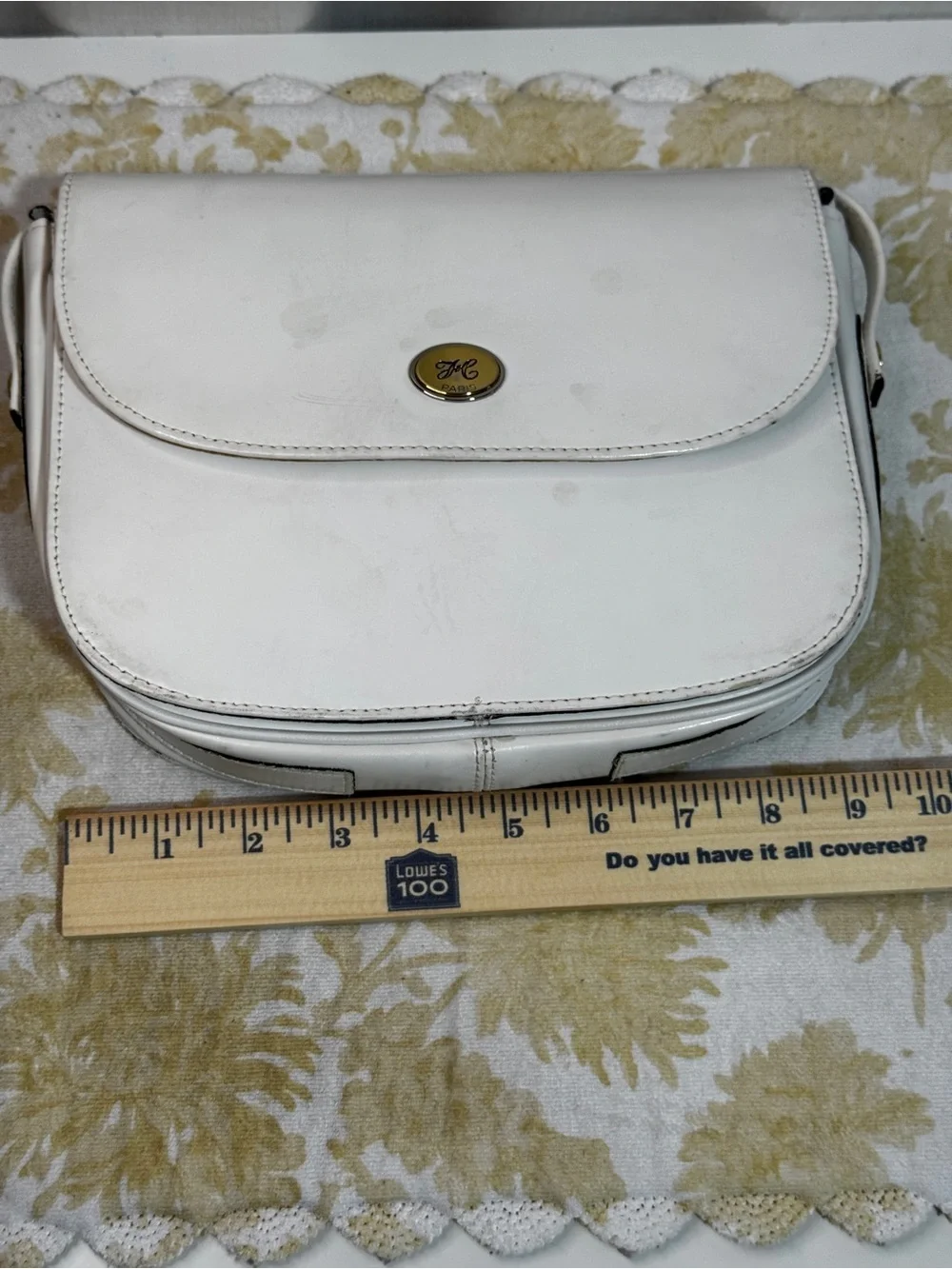 HC Paris White Solid Small Shoulder/Crossbody Bag Flap Magnetic Gold Hardware